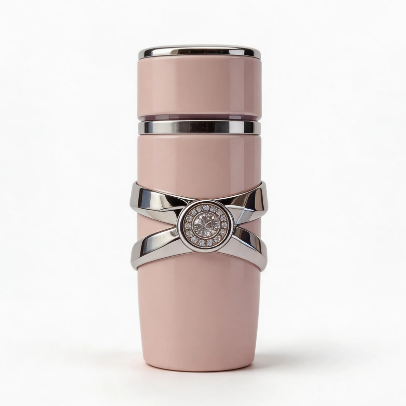 Evokes a feminine "pink" aesthetic